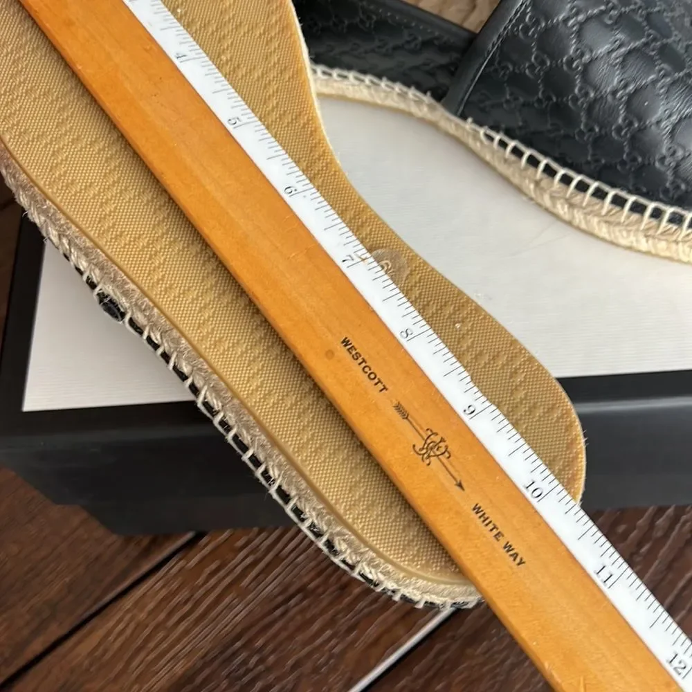 Gucci Black Leather Espadrilles